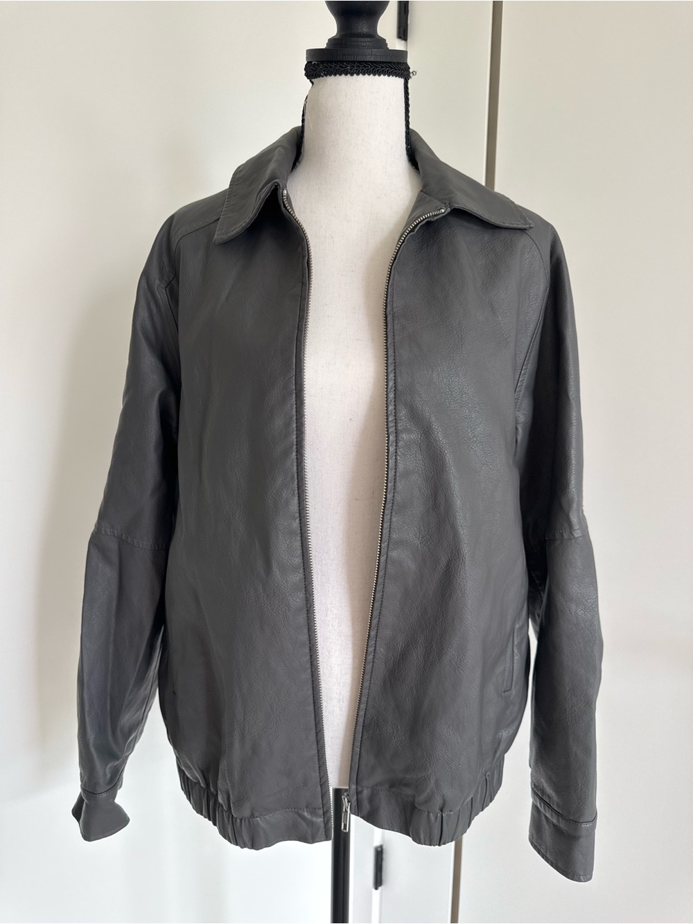OAK + FORT Vegan Leather Bomber Jacket Oversized
